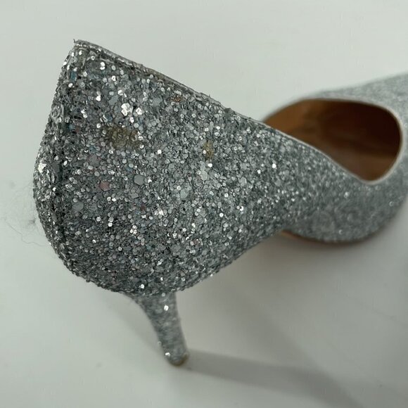 BADGLEY Mischka glitter sparkly silver pump high heel New Years Christmas party - Picture 7 of 16